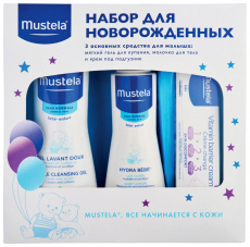Мустела беби набор купание и увлажнение:гель д/купания мягкий 500мл+молочко д/тела 300мл+крем п/подгузник 1-2-3 50мл
