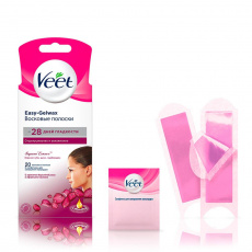 Вит/veet полоски восковые д/лица бархатная роза-эфирные масла easy gel-wax №20