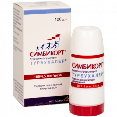 Симбикорт турбухалер пор. д/ингал. 160мкг+4,5мкг/доза 120доз №1