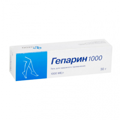 Гепарин 1000 30 г гель для наружного применения
