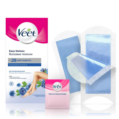 Вит/veet полоски восковые д/чувствит кожи easy gel-wax №12