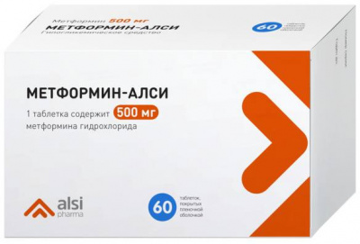 Метформин-Алси таб. п.п.о. 500мг №60