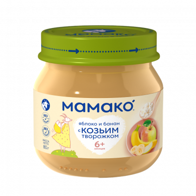 ДП мамако пюре из яблок с бананом и козьим творогом 80г