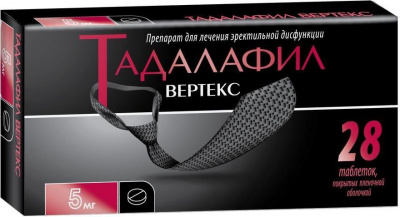 Тадалафил Вертекс таб. п.п.о. 5мг №28