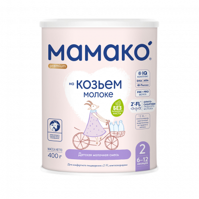ДП мамако 2 premium смесь на козьем молоке 6+мес 400г