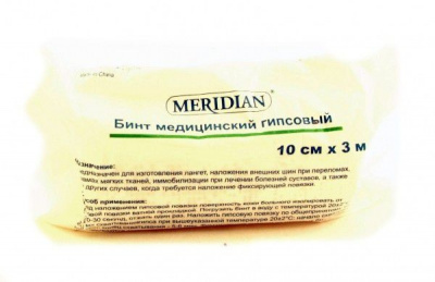 Бинт гипсовый меридиан 3мх10см