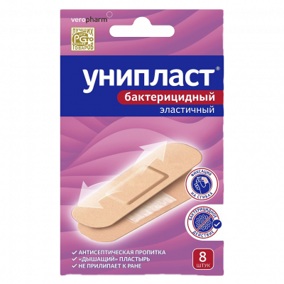 Унипласт пластырь бактерицидный эластичный N8