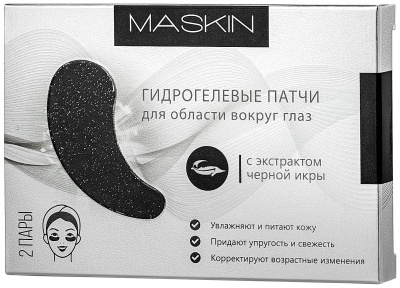 Маскин/maskin патчи д/кожи вокруг глаз гидрогелевые черная икра 2пары