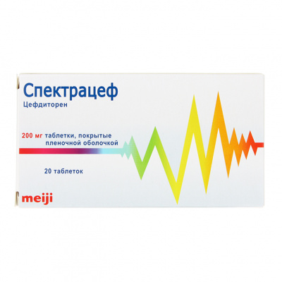 СПЕКТРАЦЕФ 200 мг N20 таблетки покрытые пленочной оболочкой