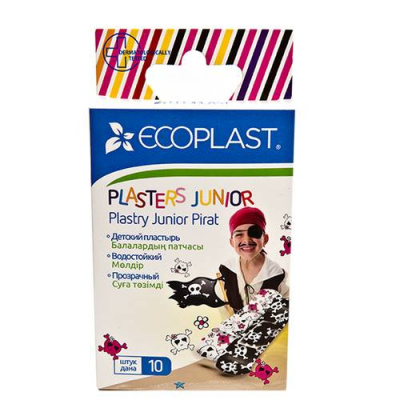 Пластырь Ecoplast набор полимер junior pirate 70х20мм №10