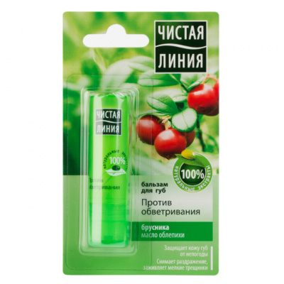 Чистая линия бальзам д/губ против обветривания брусника-облепиха 4г