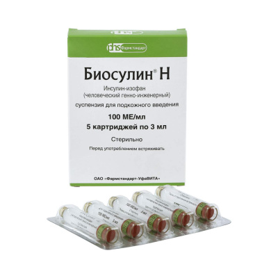 Биосулин Р р-р д/ин. картриджи 100МЕ/мл 3мл №5