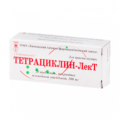 Тетрациклин-Лект таб. п.п.о. 100мг №20