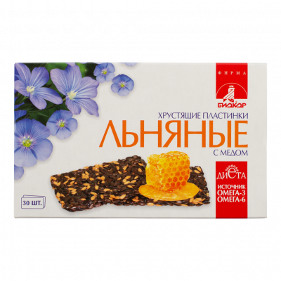 Пластинки льняные хрустящие мед 3,5г №30