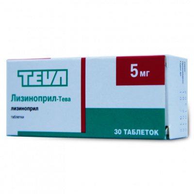 Лизиноприл-Тева 5 мг N30 таблетки