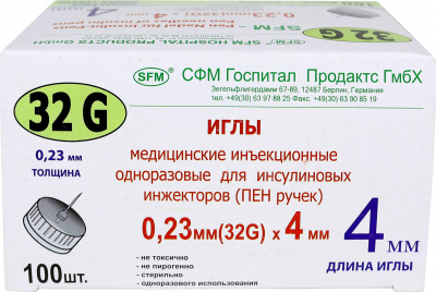 Иглы д/шприц-ручки СФМ 32G 0,23х4мм №100