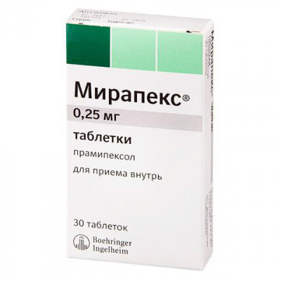 Мирапекс 0,25 мг N30 таблетки