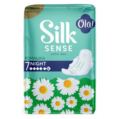 Прокладки Ола ультратонкие silk sense ночные ромашка N7