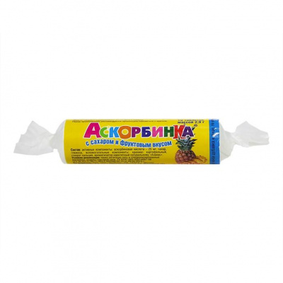 Витатека аскорбинка детская таб. крутка аскорбиновая к-та 20мг с сахаром ананас 2,9г №10