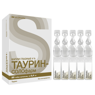 Таурин-Солофарм 4% 0,4 мл N20 капли глазные