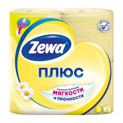 Бумага туалетная Зева плюс ромашка N4 желтая 2х сл  (144065)