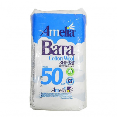 Амелия вата хирургическая нестерильная Зиг-Заг 50 г