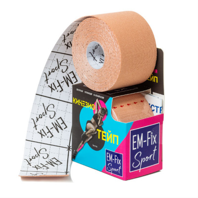 Бинт эластичный фиксирующий Em-fix haft sport (tape) 5смх5м бежевый