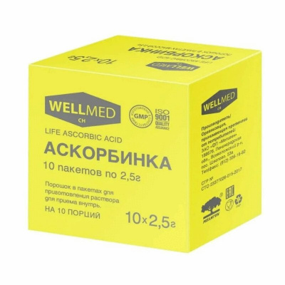Аскорбинка life ascorbic acid пор. 2,5г №10