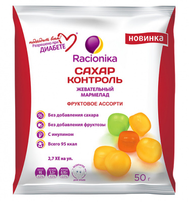 Рационика сахар-контроль мармелад жев. фруктовое ассорти 50г