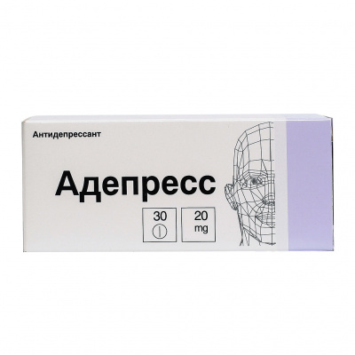 Адепресс 20 мг N30 таблетки покрытые оболочкой