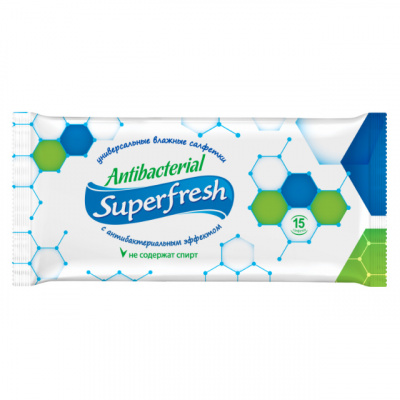 Салфетки влажные superfresh очищающие антибактериальные №15
