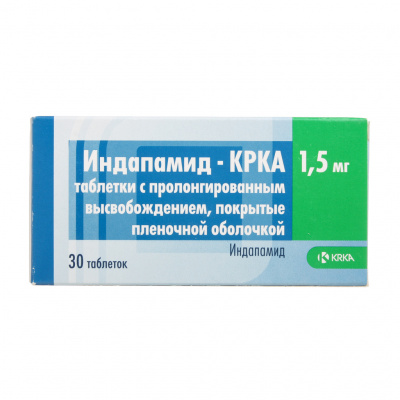 Индапамид-КРКА таб.пролонг.п.п.о. 1,5мг №30