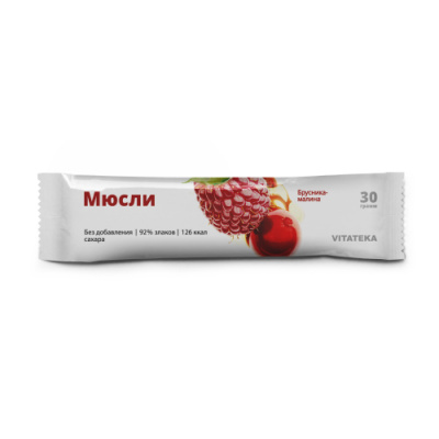 Актифрут Батончик мюсли без сахара Брусника Малина 30 г