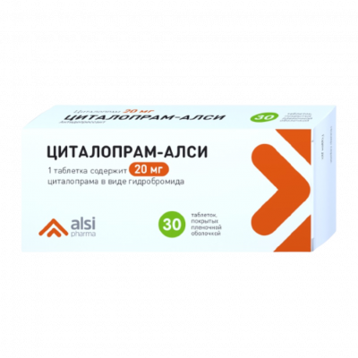 Циталопрам-Алси 20 мг N30 таблетки