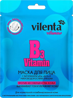 Вилента маска д/лица п/несовершенства кожи вит В3 В12-спирулины 28мл