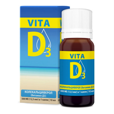 Вита Д3/vita D3 р-р водн. мицеллированный 500МЕ/кап анис 10мл №1  (фл-кап)