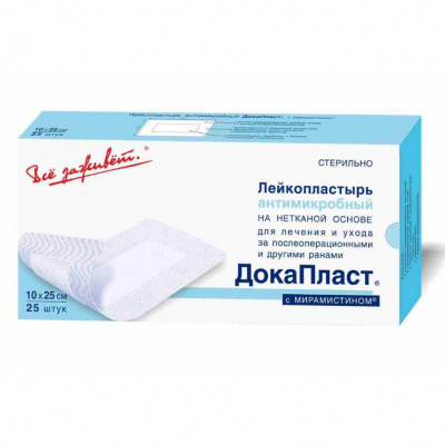 Пластырь Докапласт с мирамистином стер неткан 10х25см №25