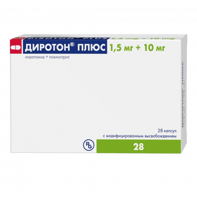 Диротон плюс капс. с модиф. высвоб. 1,5мг+10мг №28