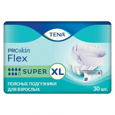Подгузники Тена флекс супер XL №30  (бед.105-153 см)