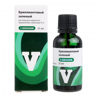 Бриллиантовый зеленый р-р 1% 25мл №1  (с лопаткой)