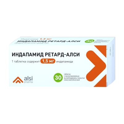 Индапамид Ретард Алси 1,5 мг N30 таблетки