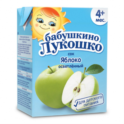 ДП бабушкино лукошко сок осветлен яблоко 200мл 4+мес
