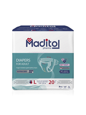 Подгузники д/взрослых мадитол фарма/maditol pharma L №20