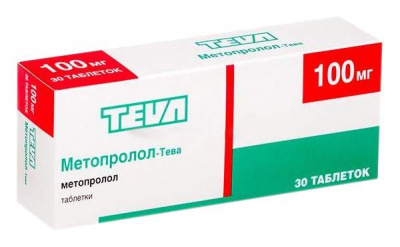 Метопролол-Тева 100 мг N30 таблетки