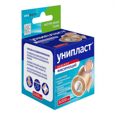 Унипласт пластырь фиксирующий 2,5х500 см шелковая основа