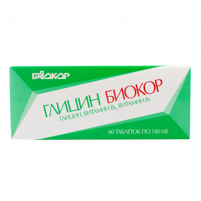 Глицин биокор витамин  B1 B6 таб. 0,18г №60