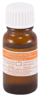 Борная кислота 3% 10 мл раствор спиртовой