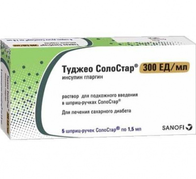 Туджео СолоСтар р-р п/к картридж+шприц-ручка солостар 300ЕД/мл 1,5мл №5