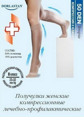 Гольфы-получулки компрессионные Филороссо терапия 2кл 50д N1 35-40 23-32мм черный