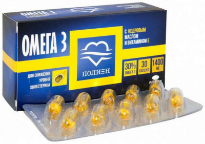 Омега-3 полиен 30% кедровое масло-вит Е капс. 1400мг №30  (холестерин)